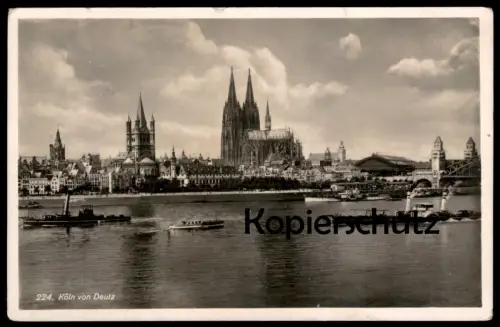 ALTE POSTKARTE KÖLN VON DEUTZ DAMPFER FRACHTSCHIFF KANNENGIESSER RHEINGOLD SERIE NR. 224 Schiff ship AK postcard