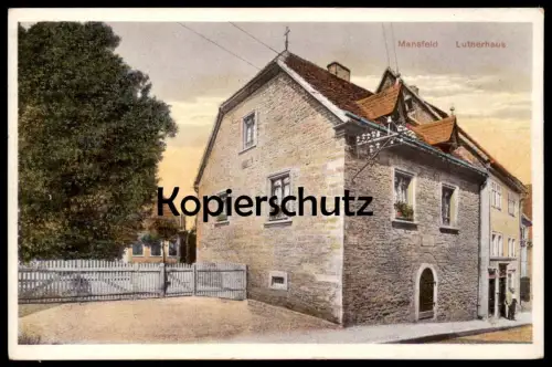 ALTE POSTKARTE MANSFELD DAS LUTHERHAUS SÜDHARZ HARZ LUTHER-HAUS FREILEITUNG TELEFON ? ELEKTRIZIÄT? AK cpa postcard