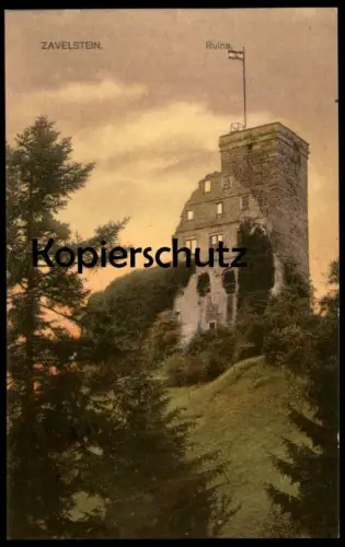 ALTE POSTKARTE ZAVELSTEIN RUINE 1925FLAGGE BAD TEINACH Burg Schloss castle chateau Ansichtskarte AK cpa postcard