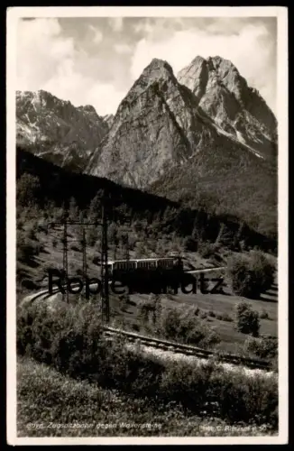 ALTE POSTKARTE BAYRISCHE ZUGSPITZBAHN GEGEN WAXENSTEINE Krokodil-Lokomotive locomotive Eisenbahn Railway chemin de fer