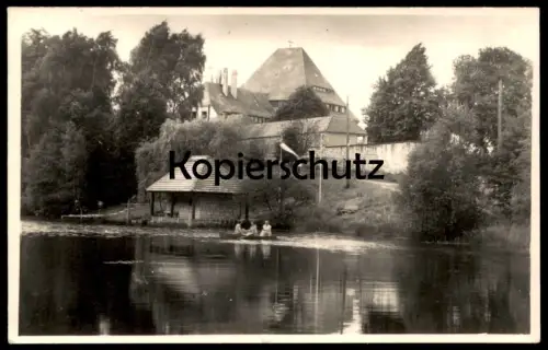 ÄLTERE POSTKARTE GRILLENBURG ELSA-FENSKE-HEIM HARTHA THARANDT DREI FRAUEN IM RUDERBOOT Sachsen Ansichtskarte AK postcard