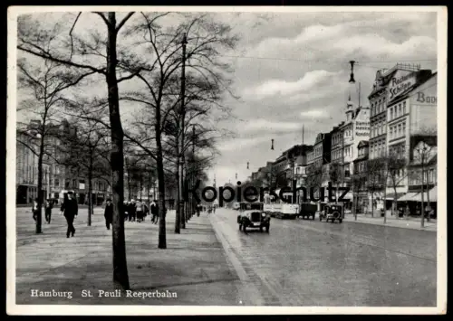 ALTE POSTKARTE HAMBURG ST. PAULI REEPERBAHN 1939 RESTAURANT SCHILPP DIETRICH MENKE KONDITOREI STRASSENBAHN Tram Oldtimer