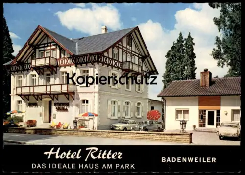 ÄLTERE POSTKARTE BADENWEILER HOTEL RITTER ADAC SCHILD MERCEDES VW Schwarzwald Ansichtskarte AK cpa postcard