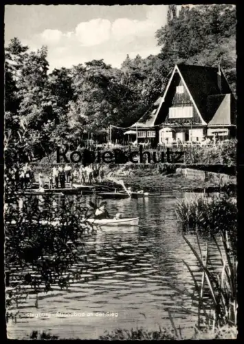 ÄLTERE POSTKARTE SIEGBURG STRANDBAD AN DER SIEG Bad Klepper ? Kanu Boot Ansichtskarte AK postcard cpa
