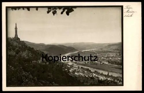 ALTE POSTKARTE TRIER STADTBLICK MIT MARIENSÄULE UND MOSELLAUF Mosel Ansichtskarte postcard cpa AK