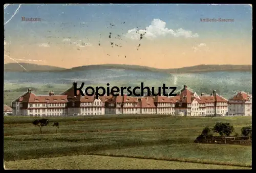 ALTE POSTKARTE BAUTZEN ARTILLERIE-KASERNE PANORAMA AK Ansichtskarte cpa postcard