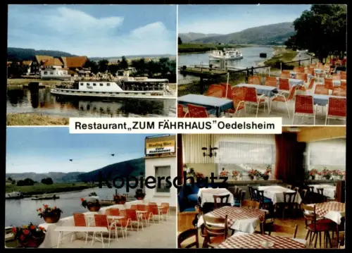 ÄLTERE POSTKARTE OEDELSHEIM RESTAURANT ZUM FÄHRHAUS SCHIFF STÖR WESERTAL WESER ship Ansichtskarte AK cpa postcard