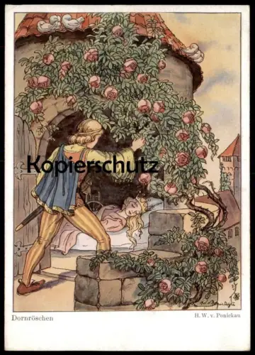 ALTE POSTKARTE MÄRCHEN DORNRÖSCHEN HANS WOLFF VON PONICKAU Rose sleeping beauty fairy tale Ansichtskarte AK cpa postcard
