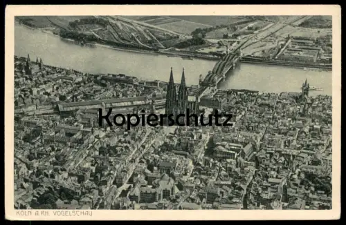 ALTE POSTKARTE KÖLN AM RHEIN AUS DER VOGELSCHAU FLIEGERAUFNAHME LUFTBILD PANORAMA HERMANN JANSEN AK cpa postcard