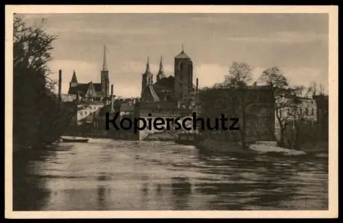ALTE POSTKARTE BRESLAU BLICK ZUR UNIVERSITÄTSBRÜCKE 1929 Wroclaw Brassel postcard cpa Ansichtskarte AK