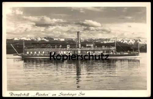 ALTE POSTKARTE DAMPFSCHIFF MÜNCHEN STARNBERGER SEE STEMPEL STARNBERG-ANGERWEIDE Dampfer Schiff ship bateau postcard cpa