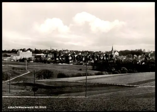 ÄLTERE POSTKARTE ASBACH WESTERWALD PANORAMA BLICK ZUR ZUR KLINIK Krankenhaus Hospital Kreis Neuwied Ansichtskarte AK cpa