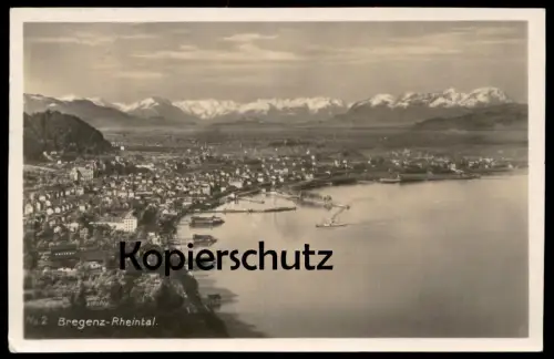 ALTE POSTKARTE BREGENZ RHEINTAL 1928 SCHIFF PANORAMA ZEISS OBJEKTIV PERUTZ SILBEREOSINPLATTE Ansichtskarte cpa postcard