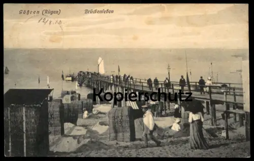 ALTE POSTKARTE GÖHREN AUF RÜGEN BRÜCKENLEBEN SEEBRÜCKE STRAND beach plage Ansichtskarte postcard cpa AK