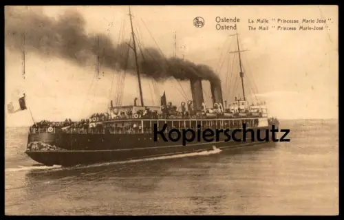 ALTE POSTKARTE OSTENDE LA MALLE PRINCESSE MARIE-JOSÉ OSTEND PRINCESS DAMPFER SCHIFF ship Ansichtskarte AK postcard cpa