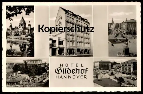 ÄLTERE POSTKARTE HANNOVER HOTEL GILDEHOF HAUPTBAHNHOF ERNST AUGUST PLATZ NEUES RATHAUS GILDE HOF GILDEBRÄU cpa postcard