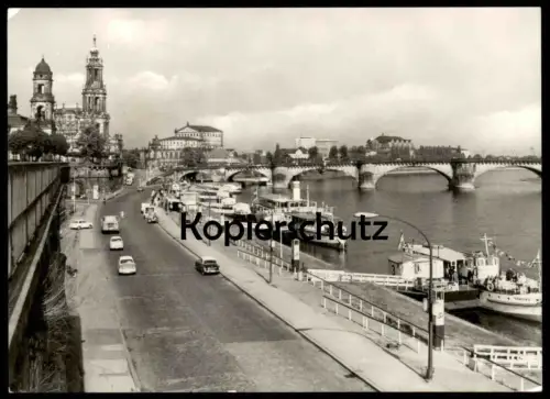 ÄLTERE POSTKARTE DRESDEN BLICK VON DER BRÜHLSCHEN TERRASSE SCHIFF TORGAU DAMPFER ship Ansichtskarte cpa postcard AK