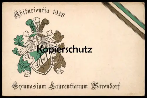 ALTE POSTKARTE WARENDORF GYMNASIUM LAURENTIANUM ABITURIENTIA 1928 Abitur Abi Studentica Studentika Couleurkarte