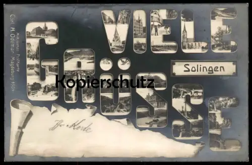 ALTE POSTKARTE VIELE GRÜSSE AUS SOLINGEN MIKROSKOP POSTKARTE CARL H. ODEMAR MAGDEBURG 1904 MIKROSKOPKARTE Ansichtskarte