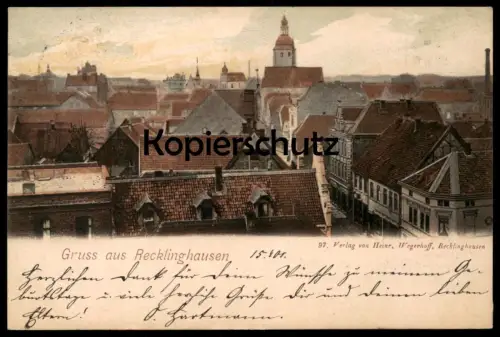 ALTE POSTKARTE GRUSS AUS RECKLINGHAUSEN 1901 PANORAMA Ansichtskarte cpa AK postcard
