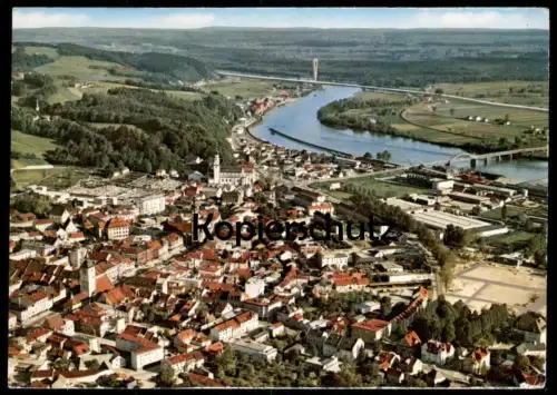 ÄLTERE POSTKARTE DEGGENDORF FLIEGERAUFNAHME LUFTBILD PANORAMA TOTALANSICHT AK Ansichtskarte cpa postcard