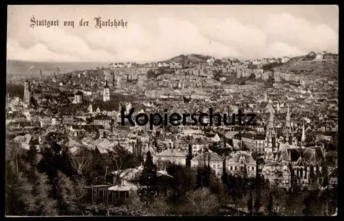 ALTE POSTKARTE STUTTGART VON DER KARLSHÖHE PANORAMA Ansichtskarte AK cpa postcard