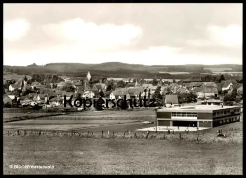 ÄLTERE POSTKARTE DIERDORF WESTERWALD PANORAMA BUCHHANDLUNG EMIL KAULBACH INH. H. FUNKEN Rheinland-Pfalz Ansichtskarte AK