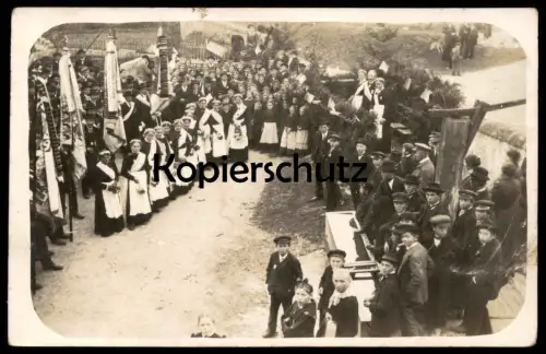 ALTE FOTO POSTKARTE BAYERN BRAUCHTUMSFEST SCHÜTZENFEST FAHNE GEWIDMET DEM PATENVEREIN HOHEN- & NIEDERALTHEIM DONAU-RIES