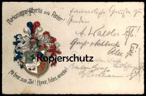 ALTE POSTKARTE FREIBURG TURNERSCHAFT MARKOMANNO ALBERTIA SEIS PANIER MIT ERNST ZUM ZIEL CORPS Studentika Couleurkarte