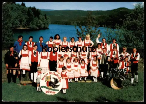 ÄLTERE POSTKARTE DIE ORIGINAL HARZER ROTKEHLCHEN RIEFENSBEEK OSTERODE HARZ SBRISNY GUSE CHOR MUSIK HARZ AUTOGRAMM AK cpa