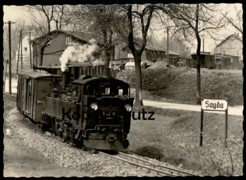 ALTE POSTKARTE SAYDA ERZGEBIRGE AM BAHNHOF DAMPFLOK 99585 steam locomotive station gare SACHSEN Ansichtskarte postcard