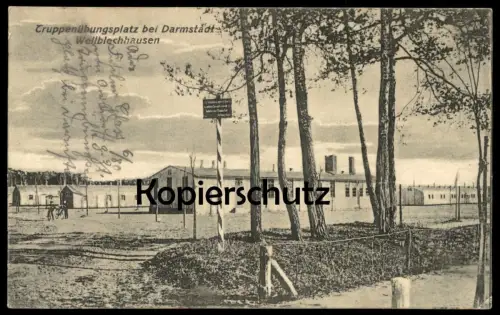 ALTE POSTKARTE TRUPPENÜBUNGSPLATZ BEI DARMSTADT WELLBLECHHAUSEN GRIESHEIM Übungsplatz Baracken Ansichtskarte postcard