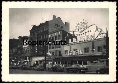 ALTE POSTKARTE HAMBURG ST. PAULI REEPERBAHN KAFFEEHAUS LAUSEN BILL ALRAUN REKLAME TEMPO TASCHENTÜCHER ASTRA BIER AK cpa