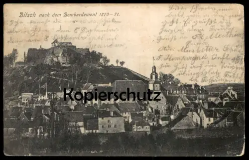 ALTE POSTKARTE BITSCH NACH DEM BOMBARDEMENT 1870-71 BITCHE MOSELLE 1906 cpa Mosel Ansichtskarte AK postcard