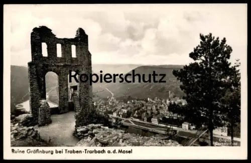 ALTE POSTKARTE TRABEN-TRARBACH AN DER MOSEL 1939 RUINE GRÄFINBURG PANORAMA Ansichtskarte AK postcard cpa