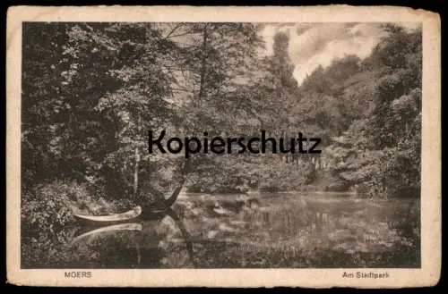 ALTE POSTKARTE MOERS AM STADTPARK TEICH BOOT SEE Ansichtskarte AK cpa postcard