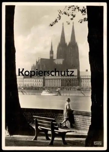 ALTE POSTKARTE KÖLN AM RHEIN KÖLNER STADTANSICHT RHEIN RHEINPROMENADE FRAU MÄDCHEN BAUM Ansichtskarte AK cpa postcard