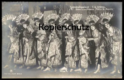 ALTE POSTKARTE BERLIN ADMIRALSPALAST EIS-ARENA SCENE AUS DEM EISBALLET FLIRT IN ST. MORITZ Ballett Eislaufen ice skating
