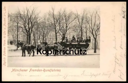 ALTE POSTKARTE MÜNCHENER FREMDEN-RUNDFAHRTEN MÜNCHNER PFERDEKUTSCHE TOURISTEN-TOUR MÜNCHEN AK postcard cpa