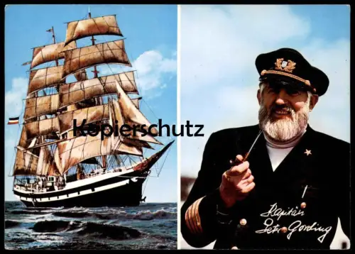 ÄLTERE POSTKARTE BREMERHAVEN BARK SEUTE DEERN SCHIFF UNTERSCHRIFT KAPITÄN PETER GORDING SONDERSTEMPEL ship postcard AK
