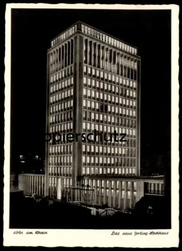 ALTE POSTKARTE KÖLN AM RHEIN DAS NEUE GERLING-HOCHHAUS BEI NACHT Versicherung Foto Hartzenbusch AK postcard cpa
