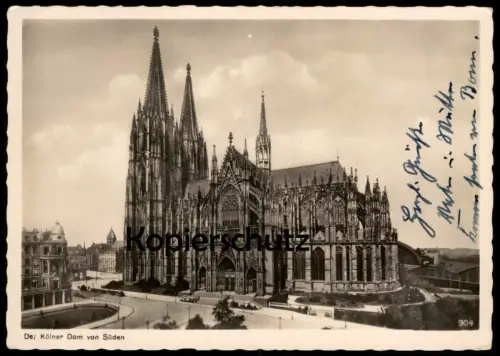 ALTE POSTKARTE DER KÖLNER DOM VON SÜDEN KÖLN 1942 RHEINGOLD-SERIE NR. 904 Ansichtskarte AK cpa postcard
