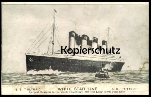 ÄLTERE REPRODUKTION POSTKARTE WHITE STAR LINE S. S. OLYMPIC S. S. TITANIC REPRO Ansichtskarte AK postcard