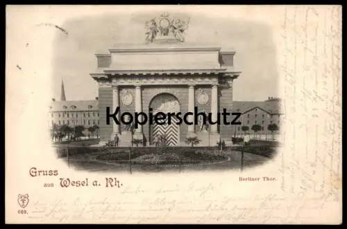 ALTE POSTKARTE GRUSS AUS WESEL AM RHEIN BERLINER THOR 1897 Berliner Tor Ansichtskarte AK cpa postcard