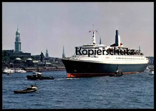 ÄLTERE POSTKARTE MS QUEEN ELIZABETH 2 CUNARD KREUZFAHRTSCHIFF HAFEN HAMBURG Schiff Motorschiff ship bateau postcard cpa