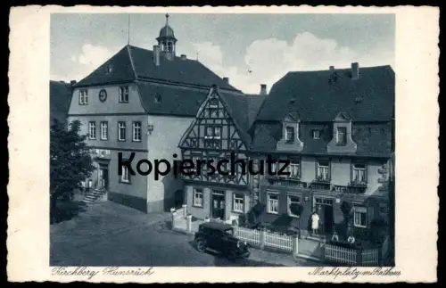 ALTE POSTKARTE KIRCHBERG HUNSRÜCK MARKTPLATZ MIT RATHAUS Ansichtskarte AK cpa postcard