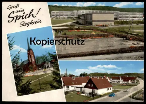 ÄLTERE POSTKARTE GRUSS AUS SPICH SIEGKREIS VW BUS TROISDORF-SPICH Ansichtskarte AK cpa postcard