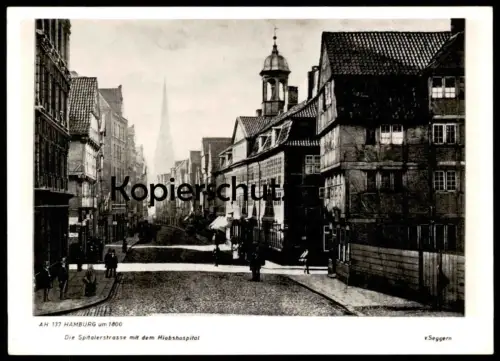 ALTE POSTKARTE HAMBURG UM 1800 DIE SPITALERSTRASSE MIT DEM HIOBSHOSPITAL KRANKENHAUS V. SEGGERN Ansichtskarte AK