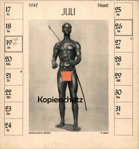 ALTE POSTKARTE RICHARD SCHEIBE BOGENSCHÜTZE 1942 DEUTSCHE PLASTIK MÄNNERAKT Bildhauer sculpteur nude man postcard cpa
