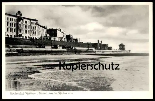 ALTE POSTKARTE NORDSEEBAD BORKUM STRAND VON DER BUHNE AUS BADESTRAND plage beach Ansichtskarte postcard